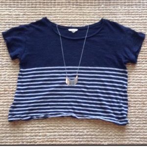 COPY - Club Monaco Navy & White Striped Crop Top